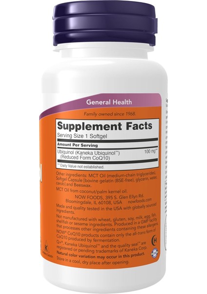 Ubiquinol 100 Mg High Bioavailability Koenzim COQ10 60 Softgels fiyatları
