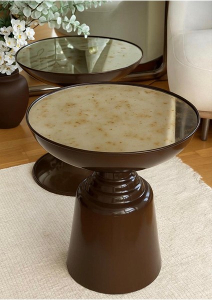 Lunara Eskitme Aynalı Oturma Odası Yan Sehpa fiyatları