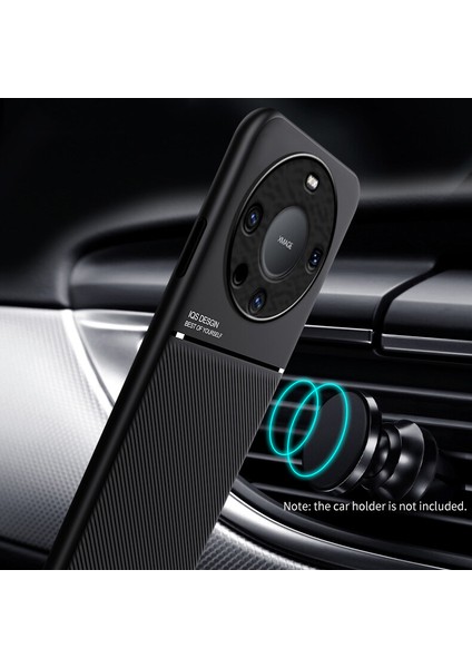 Huawei Mate 60 Kılıfı, Şık Moire Gömülü Demir Plaka Halkasız Braketli Telefon Kılıfı-Siyah (Yurt Dışından) modelleri