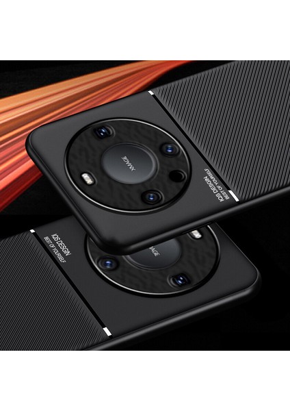 Huawei Mate 60 Kılıfı, Şık Moire Gömülü Demir Plaka Halkasız Braketli Telefon Kılıfı-Mavi (Yurt Dışından) fırsatları