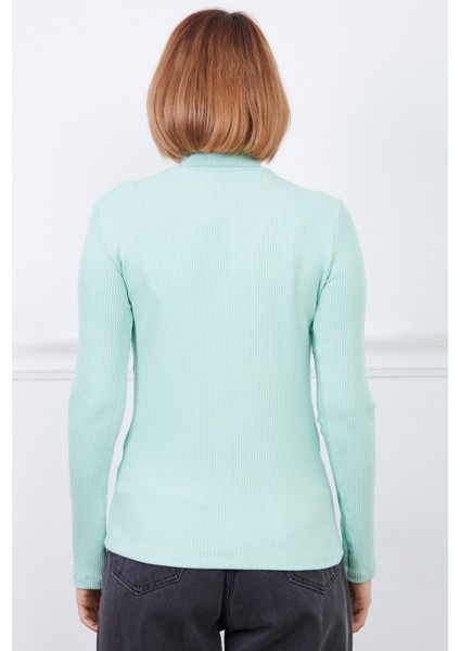 Kadın Pamuklu Balıkçı Yaka Kaşkorse Şardonlu Fitilli Slimfit Kazak Body Standart fırsatları