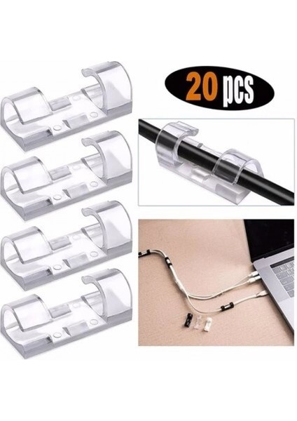 20&amp;apos;li Yapışkanlı Kablo Sabitleyici Şeffaf Klips (4887) fiyatları