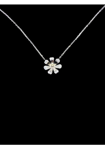 925 Ayar, Papatya Model, 40-45 cm Kolye Uzunluğu, Ağırlık Ortalama 2-2,5 gr Aralığında, Mükemmel Hediye 925 Ayar Gümüş Kolye (KOD2782)