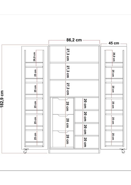 90 Derece Açılabilir 2 Kapaklı, 3 Çekmeceli, Kavanoz Raflı Kiler ve Erzak Mutfak Dolabı