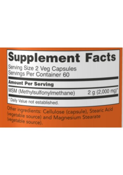 Msm Methylsulfonylmethane 1,000 Mg 120 Veg Capsules fiyatları