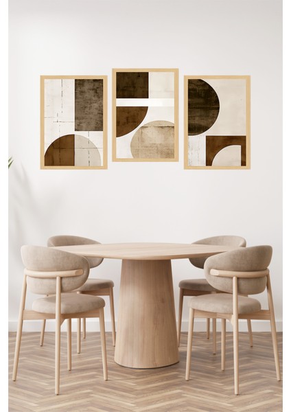 🟤 Geometrik Formlarda Kahve Tonlarında Modern 3’lü Tablo Seti – Çerçeve Görünümlü🌟 CRVS1154 13 x 17 fiyatları