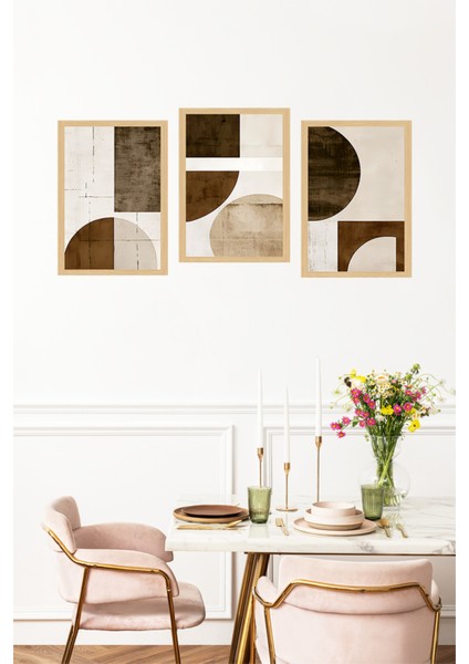 🟤 Geometrik Formlarda Kahve Tonlarında Modern 3’lü Tablo Seti – Çerçeve Görünümlü🌟 CRVS1154 13 x 17 fırsatları