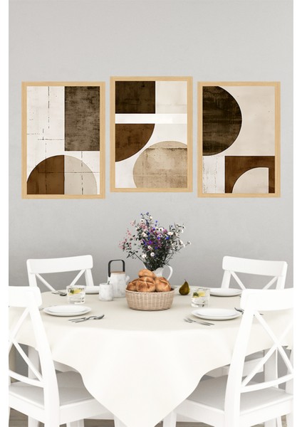 🟤 Geometrik Formlarda Kahve Tonlarında Modern 3’lü Tablo Seti – Çerçeve Görünümlü🌟 CRVS1154 13 x 17 indirimleri