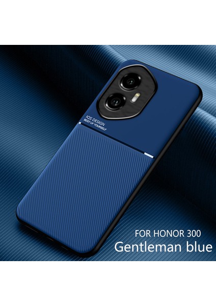 Honor 300 Kılıfı, Şık Moire Gömülü Demir Plaka Halkasız Braketli Telefon Kılıfı-Mavi (Yurt Dışından)