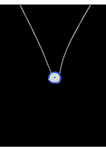 925 Ayar, Zirkon Taşlı, Nazar Boncuk Model, 40-45 cm Kolye Uzunluğu, Ağırlık Ortalama 2-2,5 gr Aralığında, Mükemmel Hediye 925 Ayar Gümüş Kolye (KOD2786)