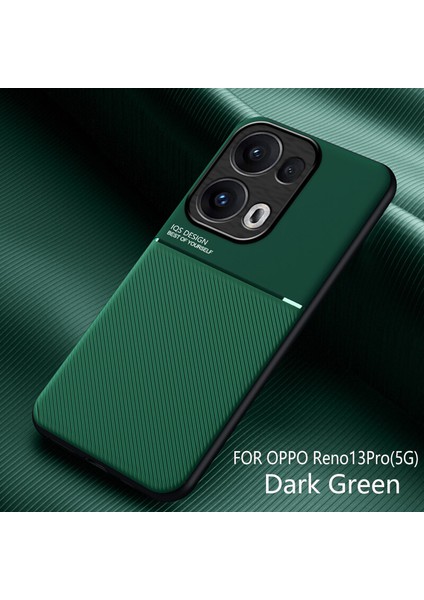 Oppo RENO13 Pro Kılıfı, Şık Moire Gömülü Demir Plaka Halkasız Braketli Telefon Kılıfı-Yeşil (Yurt Dışından)