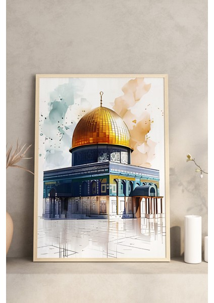 Kudüs, Kâbe ve Mescid-I Nebevi Temalı 3’lü Çerçeveli Tablo Seti🌿 CRV1182 23 x 32 modelleri