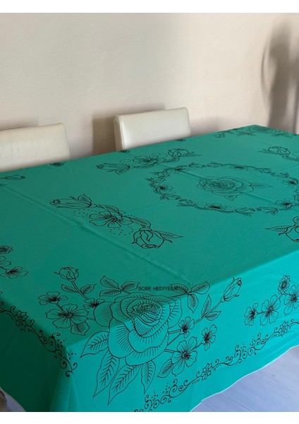 Kolay Temizlenebilir Renkli Çiçek Desenli Dikdörtgen Masa Örtüsü 220X150 cm – Şık, Lüks ve Çeyizlik Model