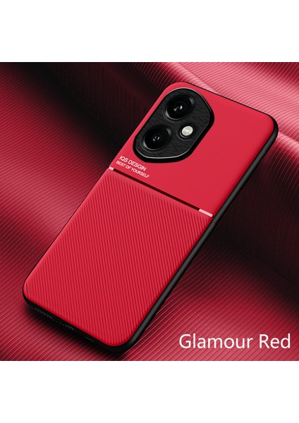 Honor 400 Kılıfı, Şık Moire Gömülü Demir Plaka Halkasız Braketli Telefon Kılıfı-Kırmızı (Yurt Dışından)