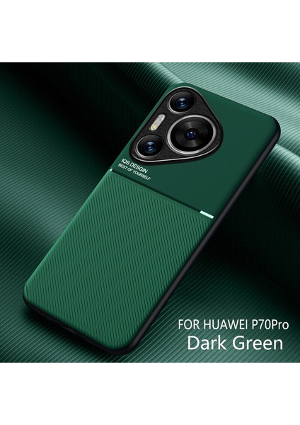 Huawei Pura 70 Pro Kılıfı, Şık Moire Gömülü Demir Plaka Halkasız Braketli Telefon Kılıfı-Yeşil (Yurt Dışından)