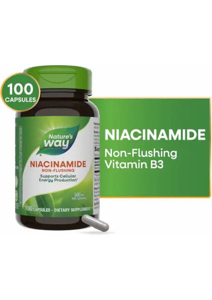 Nature's Way Niacinamide(Niacin) B3 Non-Rhine (Non-Flush) 500 Mg 100 Capsules fiyatları