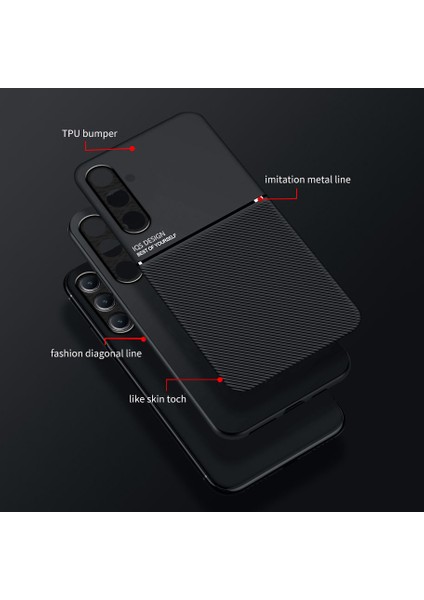 Samsung Galaxy M35 Kılıfı, Şık Moire Gömülü Demir Plaka Halkasız Braketli Telefon Kılıfı-Mavi (Yurt Dışından) fiyatları