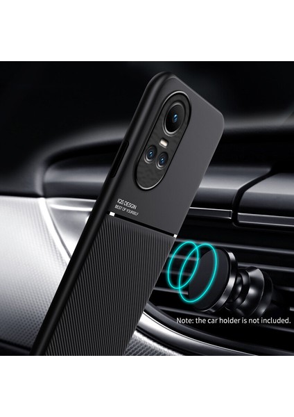 Oppo RENO10 Kılıfı, Şık Moire Gömülü Demir Plaka Halkasız Braketli Telefon Kılıfı-Siyah (Yurt Dışından) modelleri