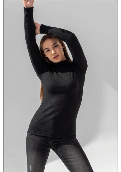 Kadın Pamuklu Balıkçı Yaka Kaşkorse Şardonlu Fitilli Slimfit Kazak Body Standart modelleri