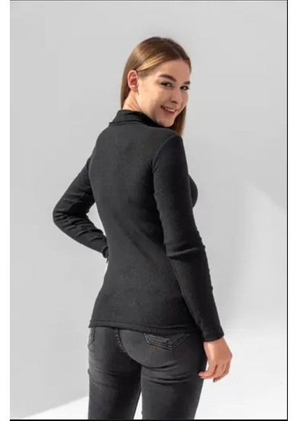 Kadın Pamuklu Balıkçı Yaka Kaşkorse Şardonlu Fitilli Slimfit Kazak Body Standart fırsatları