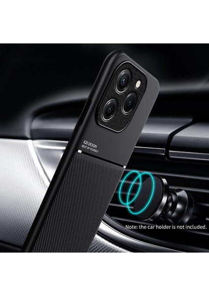 Realme C63 4g Kılıfı, Şık Moire Gömülü Demir Plaka Halkasız Braketli Telefon Kılıfı-Siyah (Yurt Dışından) modelleri