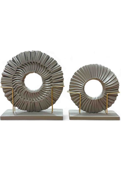 Dekoratif Disk Plak Ev Aksesuarı, 2 Parça, Modern Sanat Dekor (Gri)
