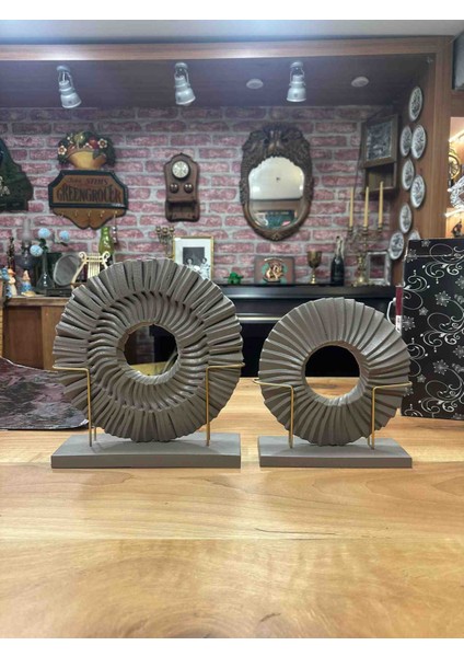 Dekoratif Disk Plak Ev Aksesuarı, 2 Parça, Modern Sanat Dekor (Gri) fiyatları