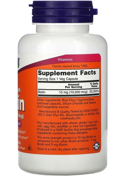 , Extra Strength Biotin, 10 Mg (10,000 Mcg), 120 Veg Capsules fiyatları
