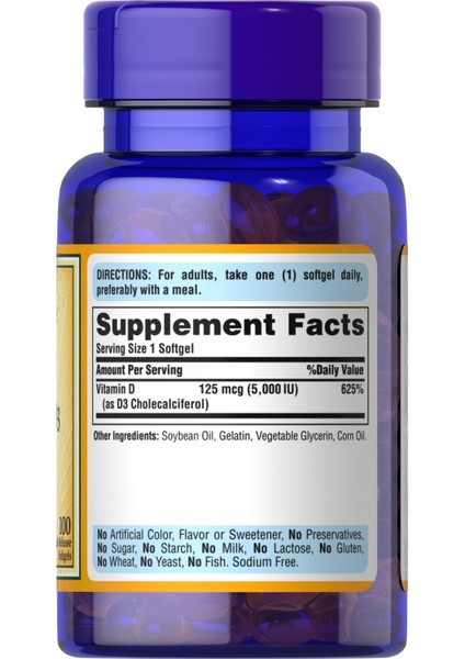 Vitamin D3 125 Mcg (5000 Iu), 100 Softgels fiyatları
