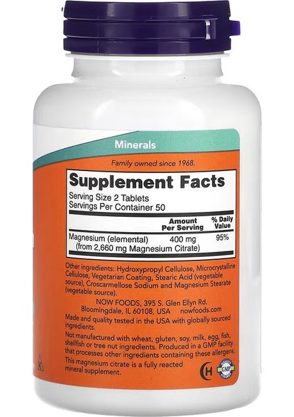 , Magnesium(Magnezyum) Citrate, 200 Mg, 100 Tablets fiyatları