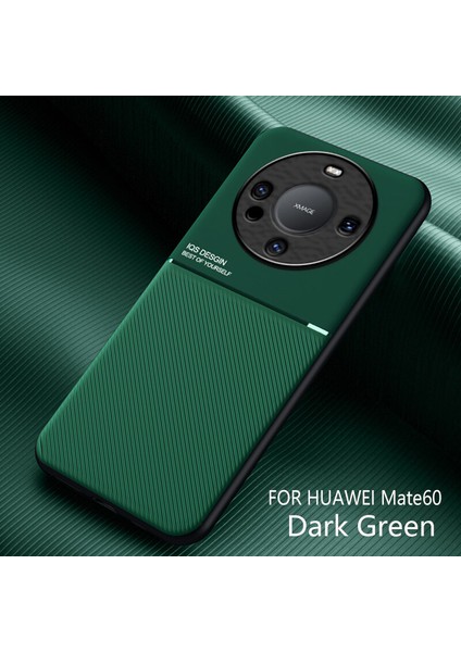 Huawei Mate 60 Kılıfı, Şık Moire Gömülü Demir Plaka Halkasız Braketli Telefon Kılıfı-Yeşil (Yurt Dışından)