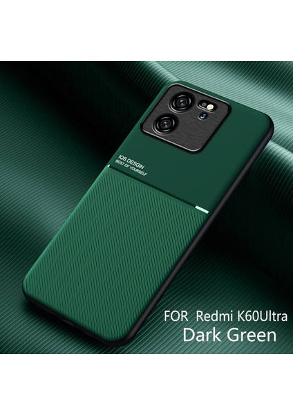 Xiaomi Redmi K60 Ultra Kılıfı, Şık Moire Gömülü Demir Plaka Halkasız Braketli Telefon Kılıfı-Yeşil (Yurt Dışından)