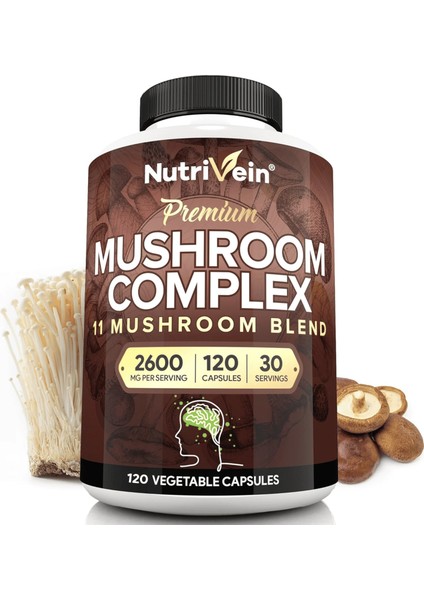 Mushroom Nootropic Complex Lion's Mane Cordyceps Chaga Reishi Turkey Tail Maitake