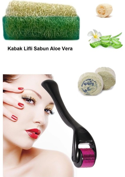 3'lü Kabak Lifli Aloe Vera Peeling Cilt Bakım Yenileme Titanyum Dermaroller Leke,Akne Ruşur Taşı