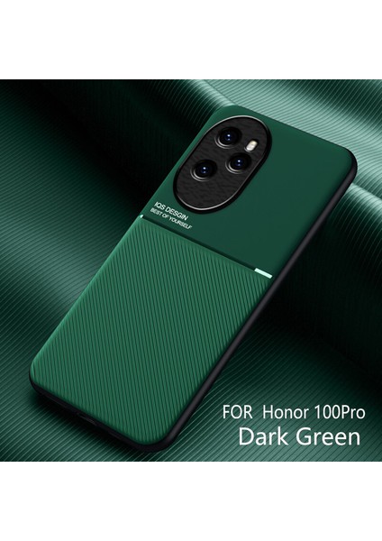 Honor 100 Pro Kılıfı, Şık Moire Gömülü Demir Plaka Halkasız Braketli Telefon Kılıfı-Yeşil (Yurt Dışından)