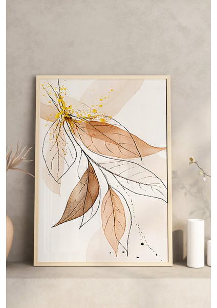 🌿 Modern Çizgilerle Doğanın Zarafeti: 3’lü Çerçeveli Dekoratif Tablo Seti - Yaprak Temalı🌿 CRV1174 23 x 32 modelleri