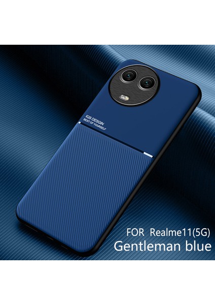 Realme 11 5g Kılıfı, Şık Moire Gömülü Demir Plaka Halkasız Braketli Telefon Kılıfı-Mavi (Yurt Dışından)