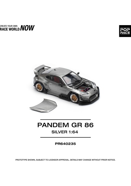 1:64 Pandem GR86 Silver – Açılabilir Kaputlu Metal Diecast Model Araba PR640235
