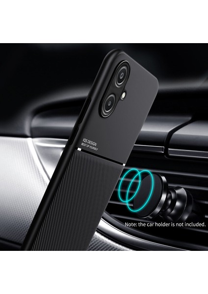 Samsung Galaxy A06 Kılıfı, Şık Moire Gömülü Demir Plaka Halkasız Braketli Telefon Kılıfı-Siyah (Yurt Dışından) modelleri