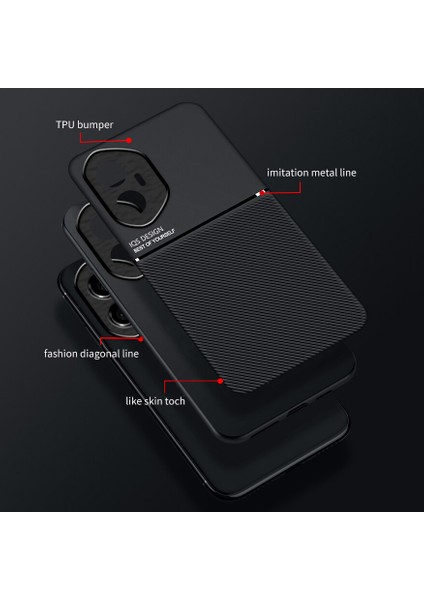 Honor 300 Pro Kılıfı, Şık Moire Gömülü Demir Plaka Halkasız Braketli Telefon Kılıfı-Siyah (Yurt Dışından) fiyatları