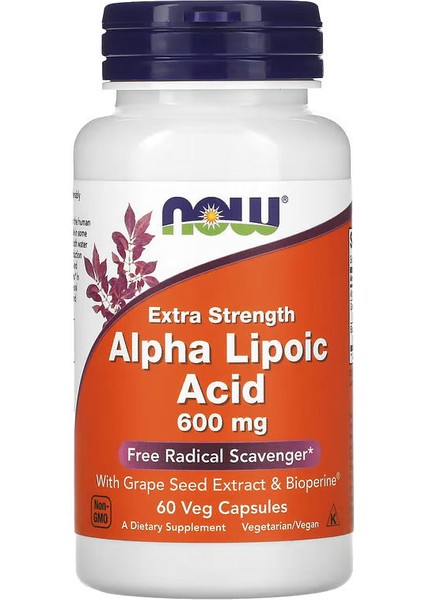 , Alpha Lipoic Acid+Grape Seed Extra Strength, 600 Mg, 60 Veg Caps