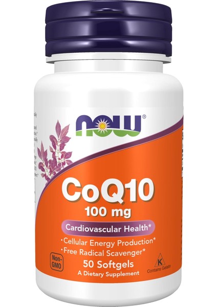 , COQ10 Coenzyme(Koenzim) Grade, Cardiovascular Health 100 Mg, 50 Softgels