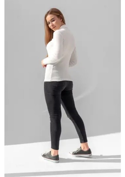 Kadın Pamuklu Balıkçı Yaka Kaşkorse Şardonlu Fitilli Slimfit Kazak Body Standart modelleri