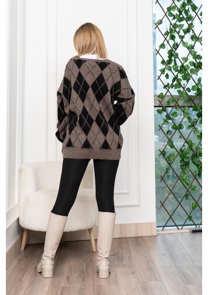 Baklava Desen Salaş Oversize Yün Hırka 27331 fiyatları