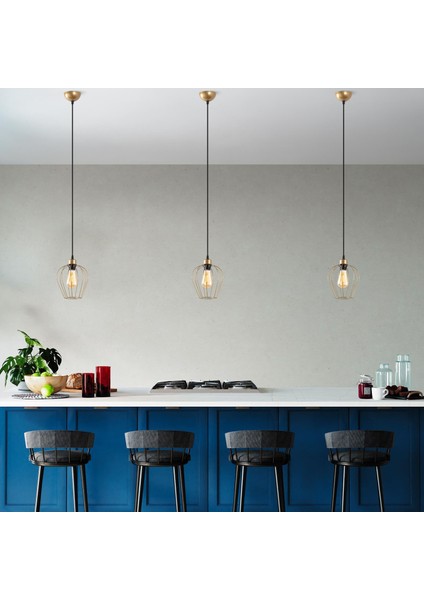 Armut Tekli Tel Sarkıt Avize Parlak Gold, Modern Dekoratif Metal Lamba ARMUT-6677 modelleri