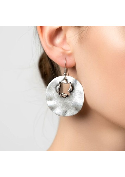 Kurşun Deliği Şekilli Kadın Küpe Çift Adet Gümüş Kaplama El Yapımı Küpe modelleri