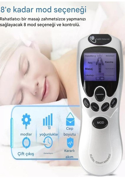 Dijital Masaj Aleti Boyun, Sırt, Bel Tüm Vücut Elektrikli Tens Cihazı Kas Stimülatörü 8 Modlu fiyatları