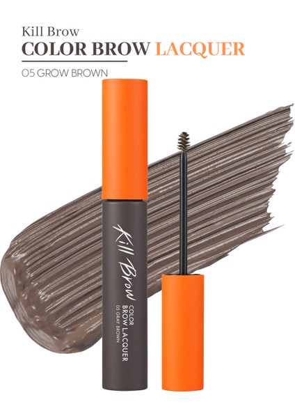 Yoğun Pigmentli, Üçgen Fırça Uçlu Kaş Maskarası CLIO Kill Brow Color Brow Lacquer (05 Gray Brown)