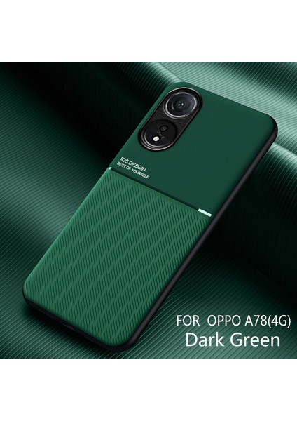 Oppo A78 4g Kılıfı, Şık Moire Gömülü Demir Plaka Halkasız Braketli Telefon Kılıfı-Yeşil (Yurt Dışından)