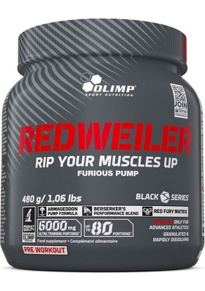 Redweiler Preworkout Powder 480 gr 80 Servis